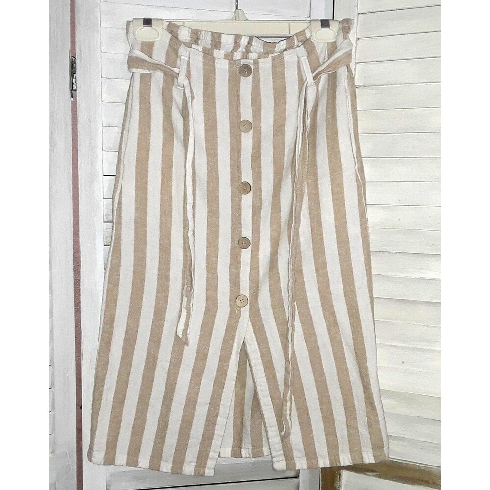 Love Tree Women’s Skirt Size Small Linen-Blend Paper Bag Waist Tan Boho Beach